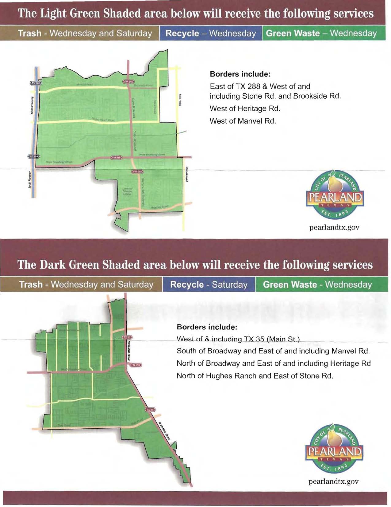Pearland Garbage Schedule Trash Pick Up Pearland Recycling